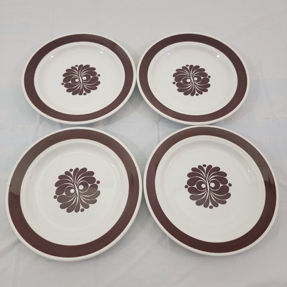 Vtg Egersund Norway TANA Brown Retro Appetizer Dessert Bread & Plates – Set of 4 - Picture 7 of 12